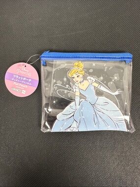 Disney Princess Cinderella Flat Pouch Clear Cosmetic Bag Travel Case NWT